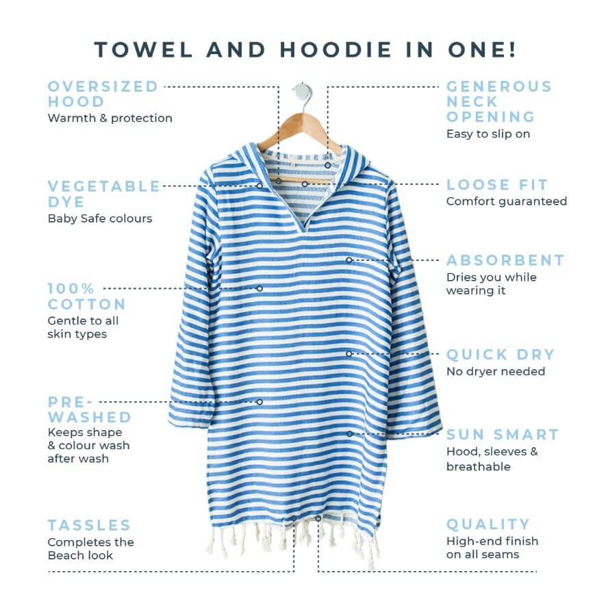 AMALFI ADULT HOODED TOWEL PLUS SIZE: ROYAL BLUE/WHITE