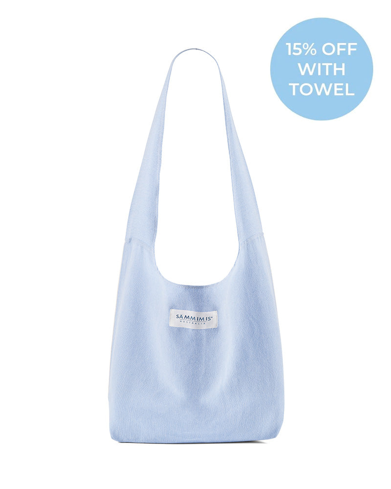 MYKONOS Bag With Piping: Sky Blue/White