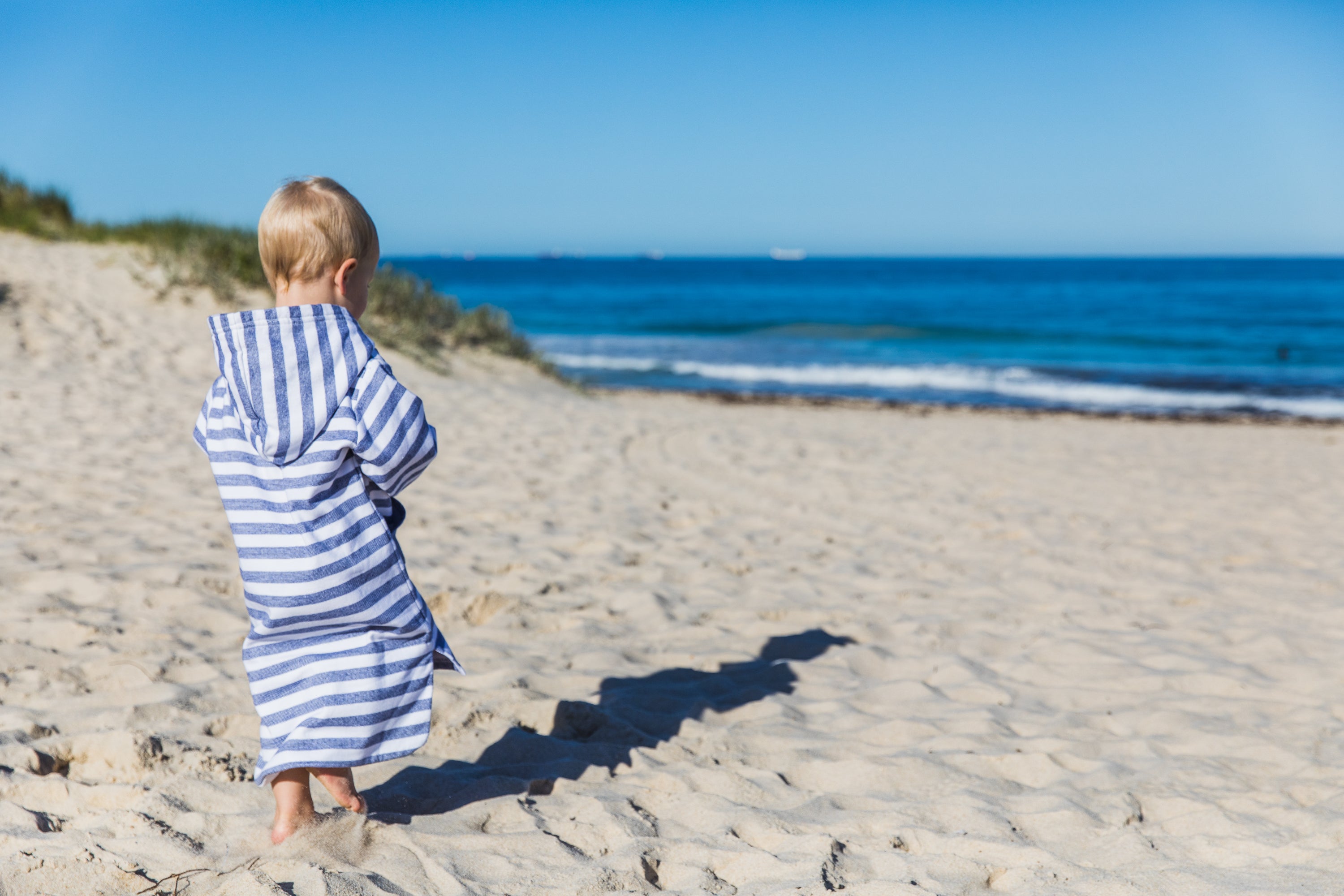 MENORCA Baby Terry Hooded Towel: Royal Blue/White