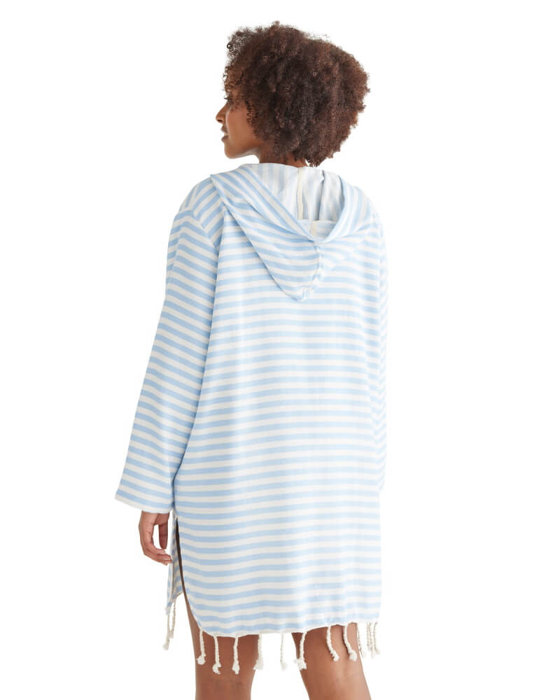 AMALFI Adult Hooded Towel Plus Size: Sky Blue/White