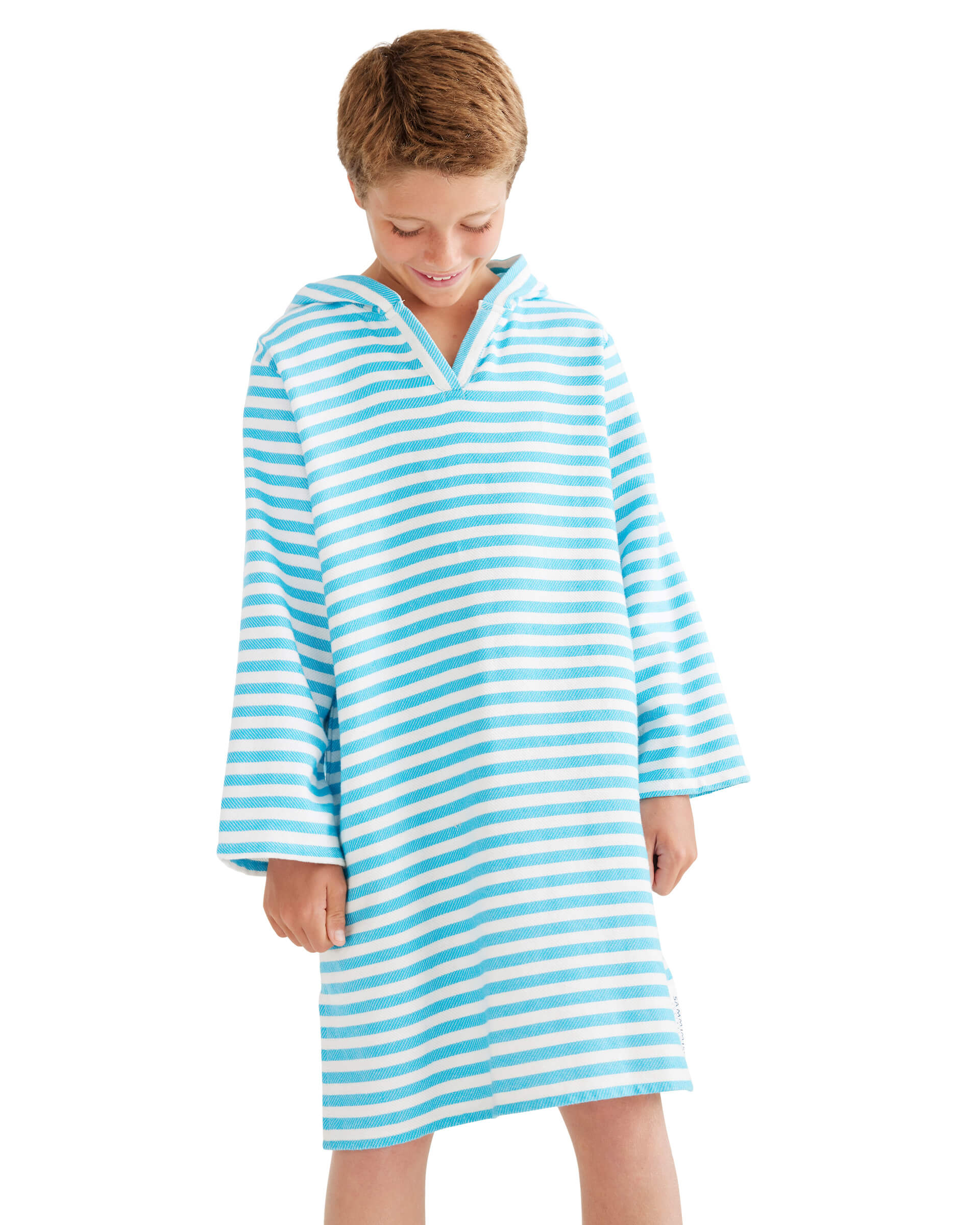 AMALFI-kids-hooded-turkish-towel-aqua-white