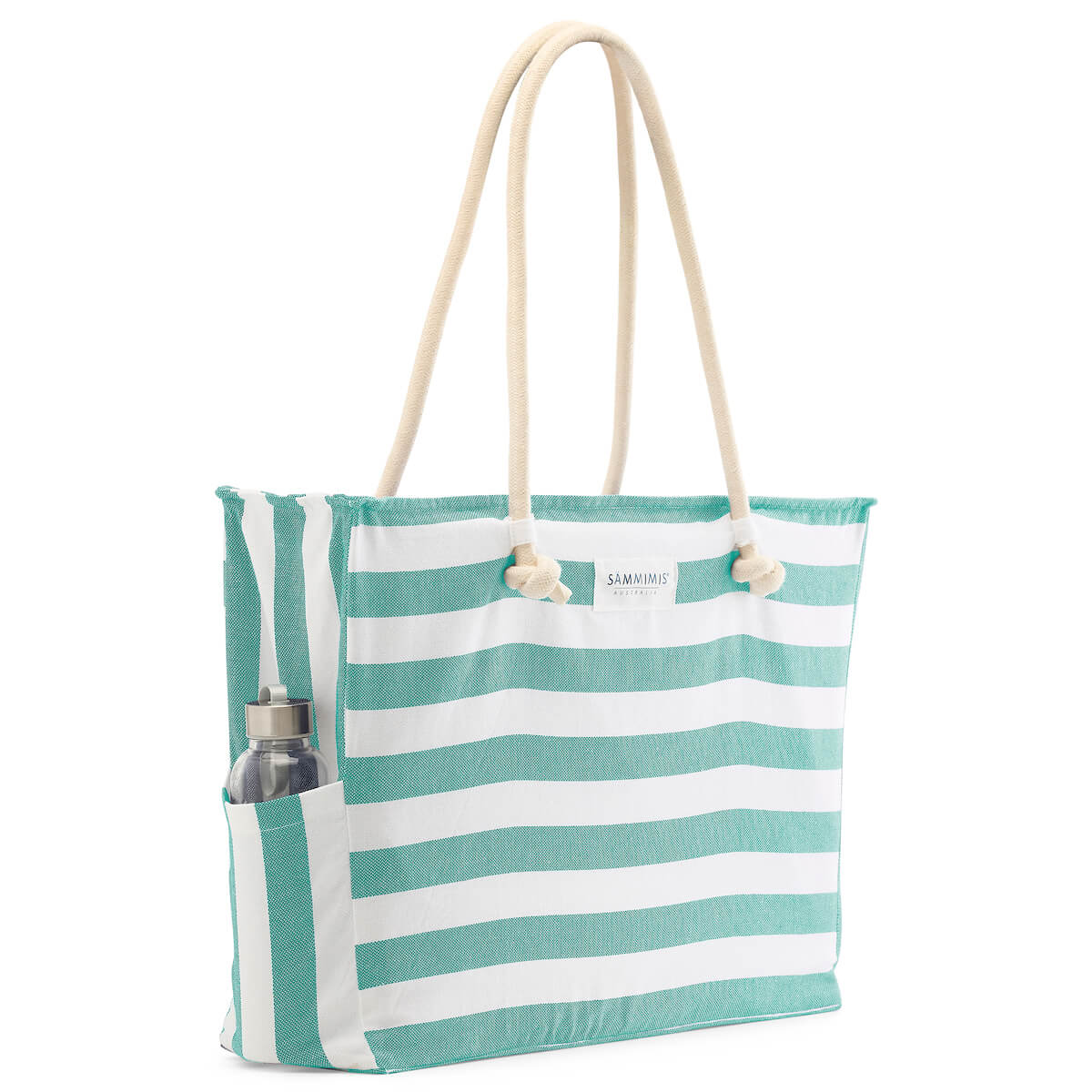 BONIFACIO Jumbo Beach Bag: Sea Green/White