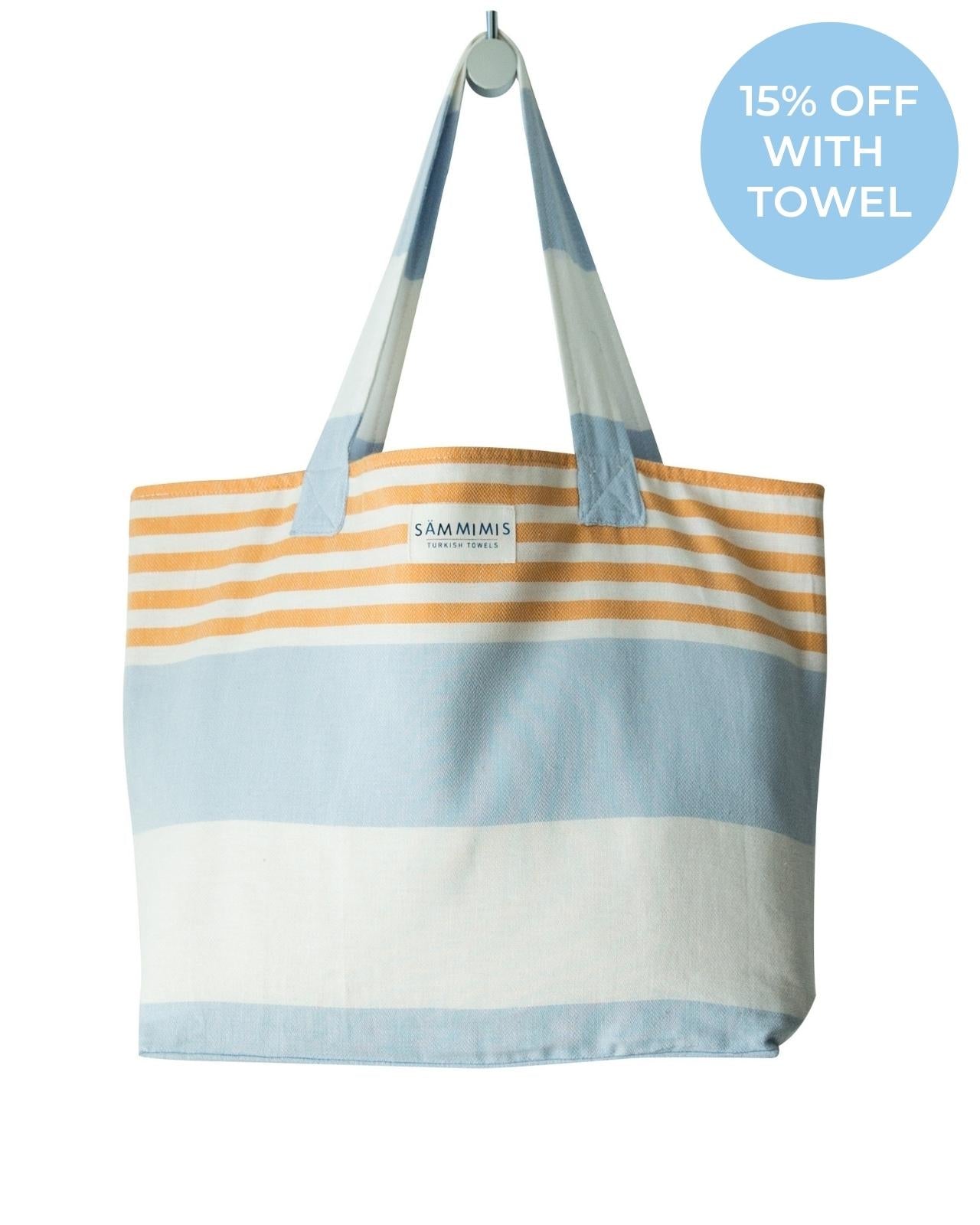 ST TROPEZ Beach Bag: Ice Blue/Orange