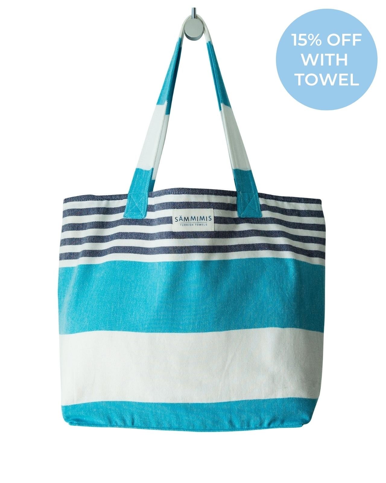 ST TROPEZ Beach Bag: Aqua/Navy