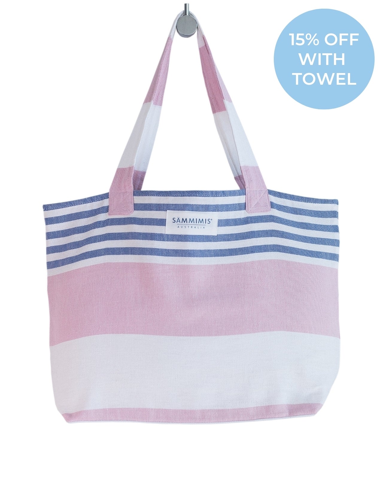 ST TROPEZ Beach Bag: Pink/Denim Blue