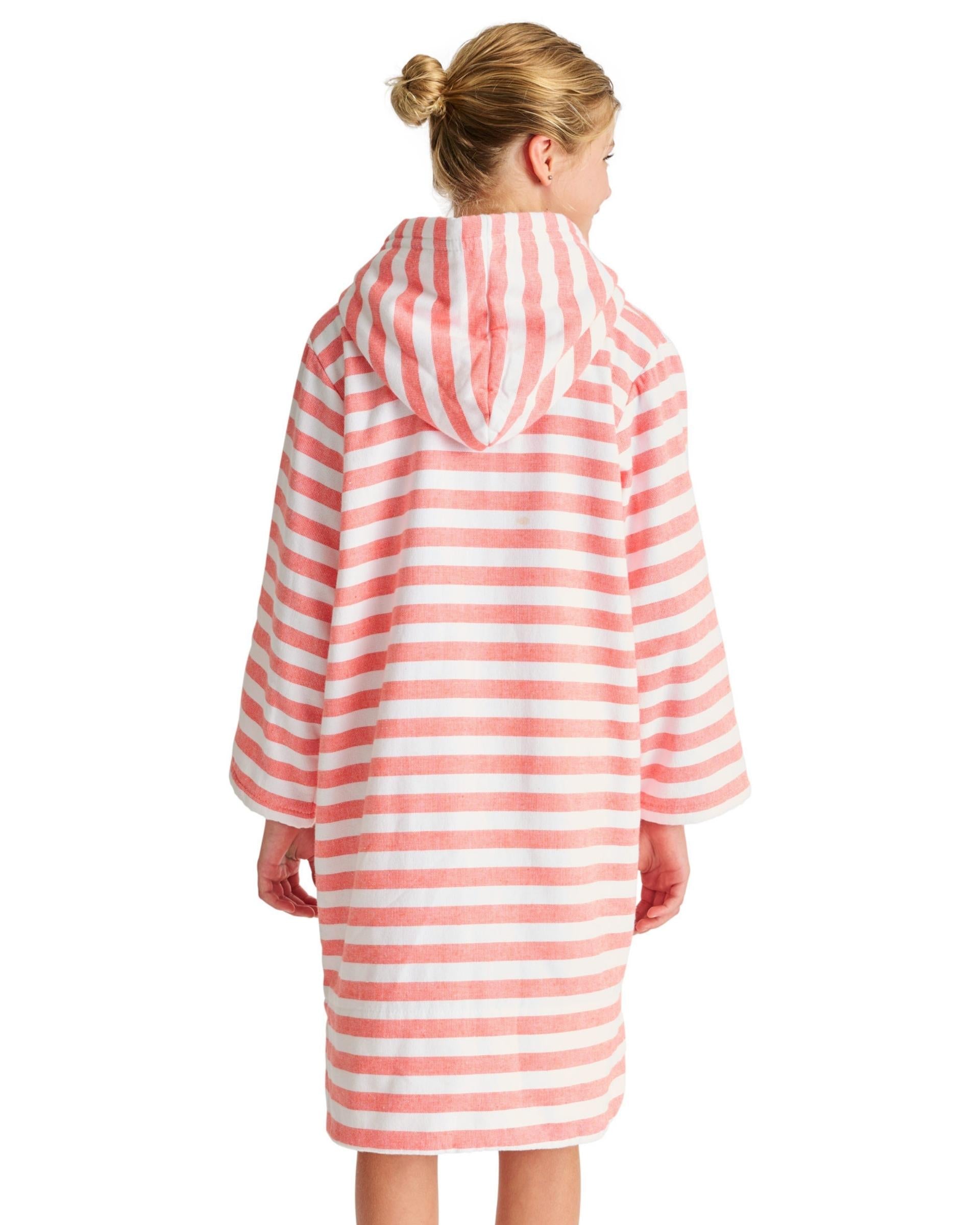 MENORCA Kids Terry Hooded Towel: Coral/White
