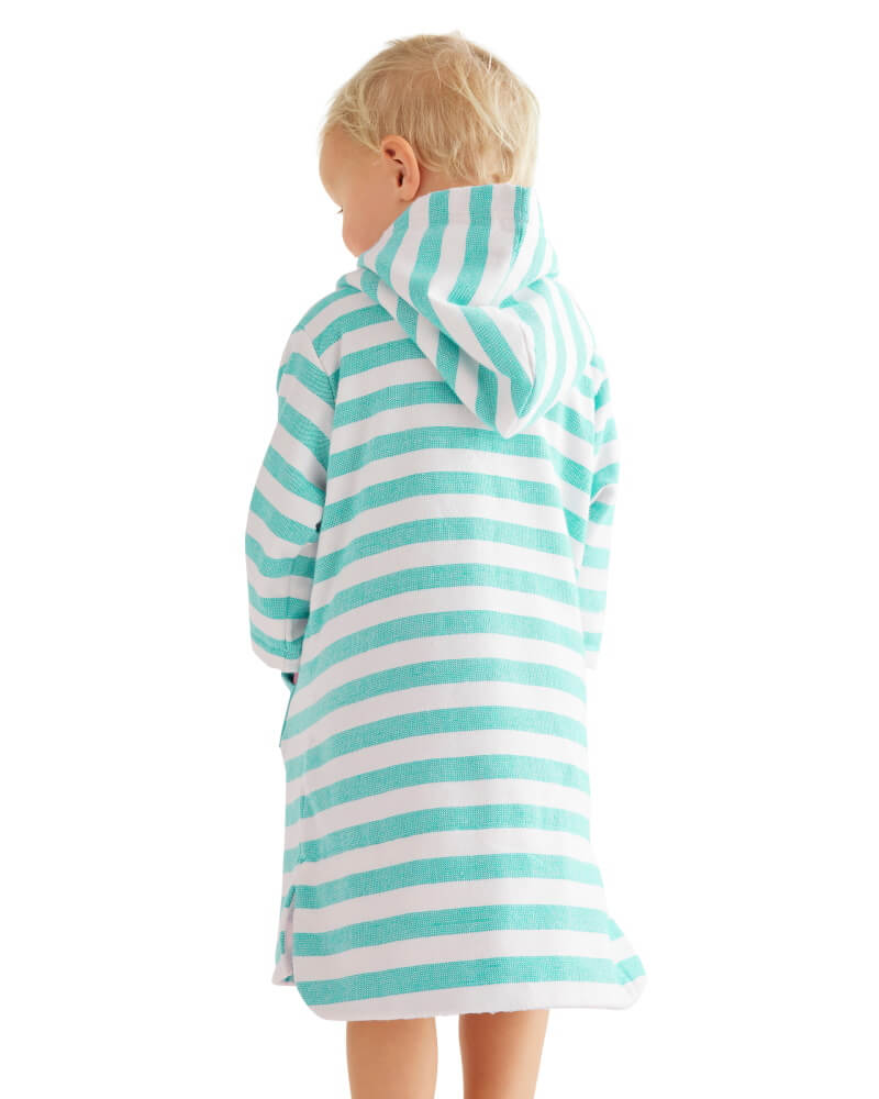 MENORCA Baby Terry Hooded Towel: Sea Green/White