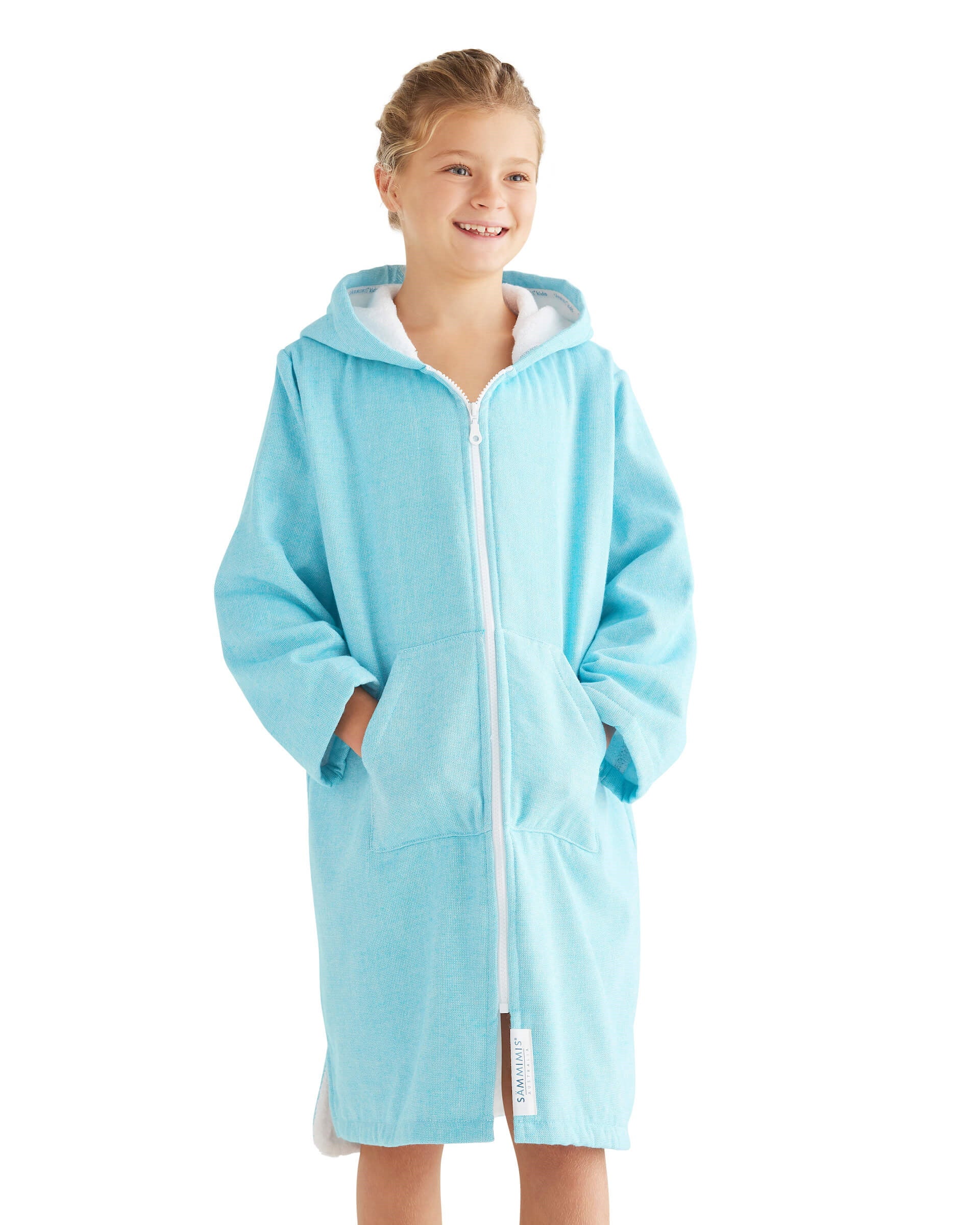 MENORCA Kids Terry Hooded Towel: Aqua