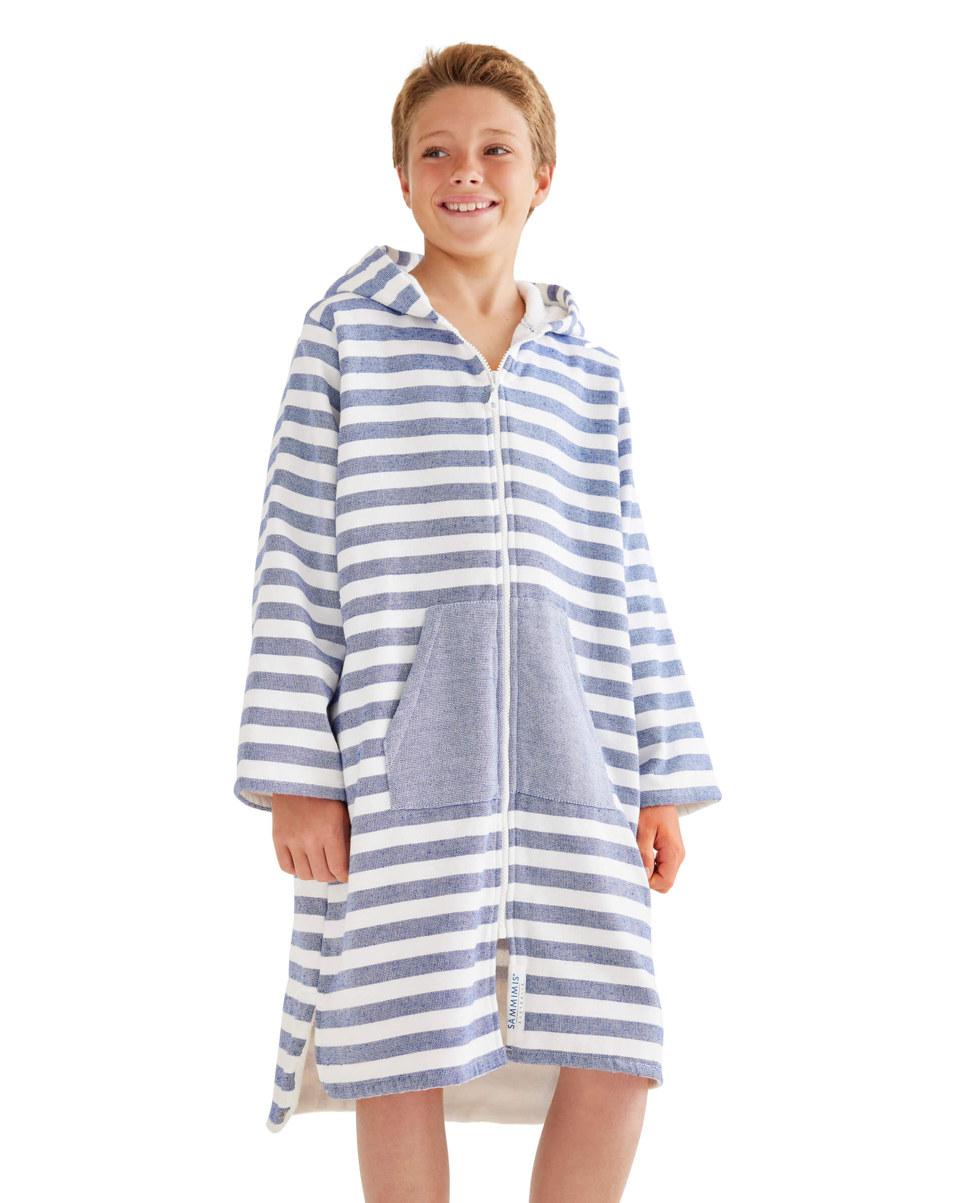 MENORCA Kids Terry Hooded Towel: Navy/White