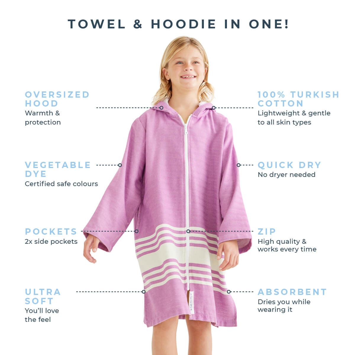 Infographic Tassos Hooded Towel Purple