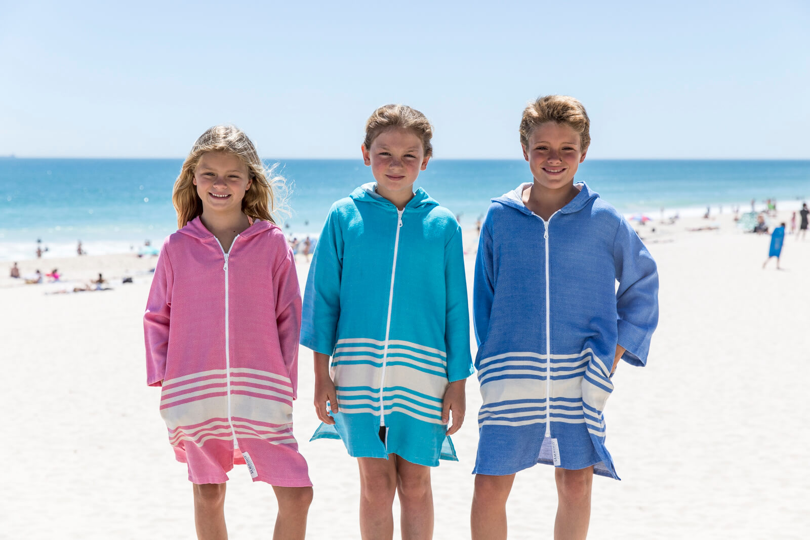 TASSOS Kids Hooded Towel: Hot Pink/White