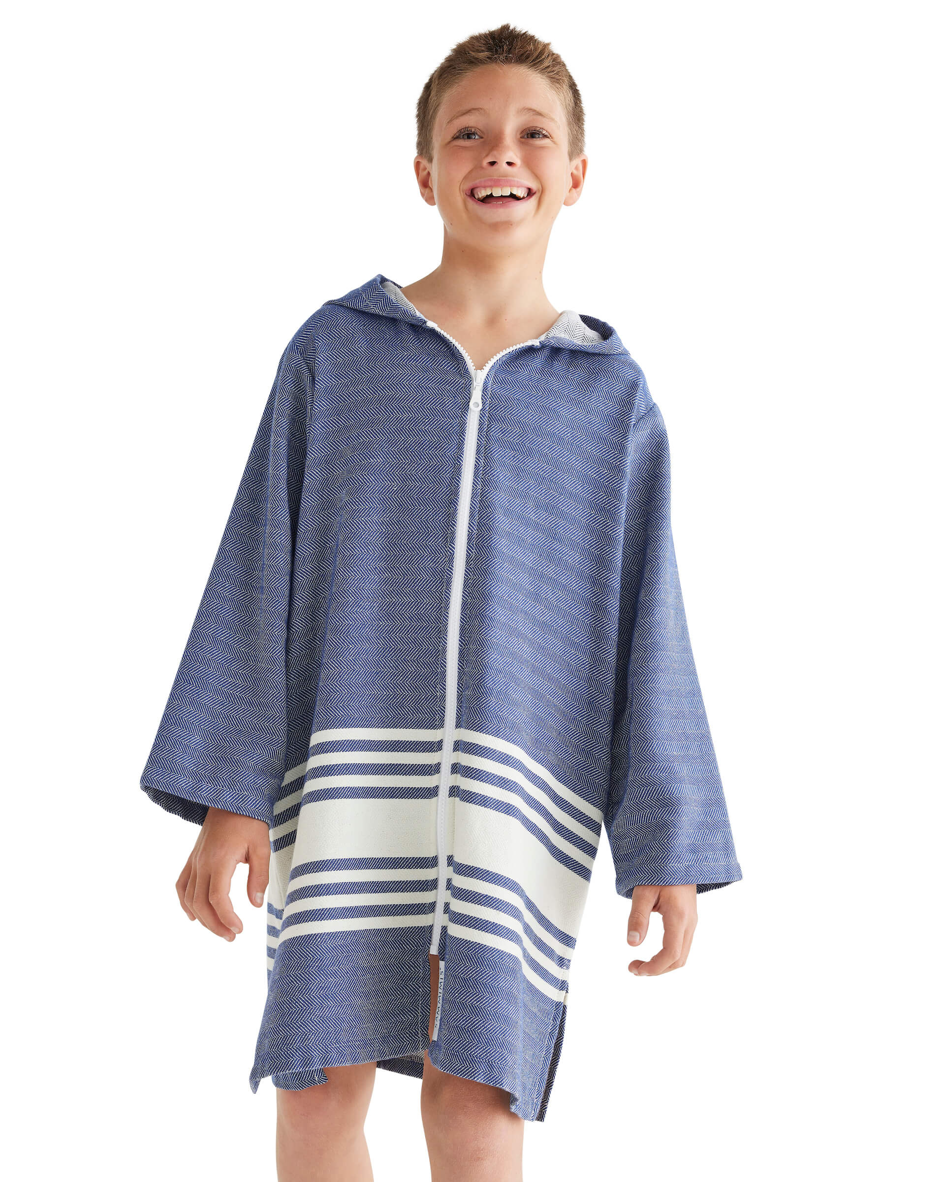 POSITANO Adult Terry Hooded Towel Plus Size: Navy/White