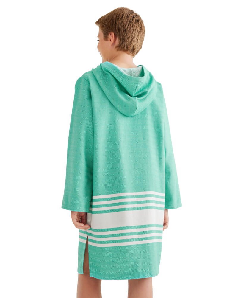 TASSOS Kids Hooded Towel: Sea Green/White