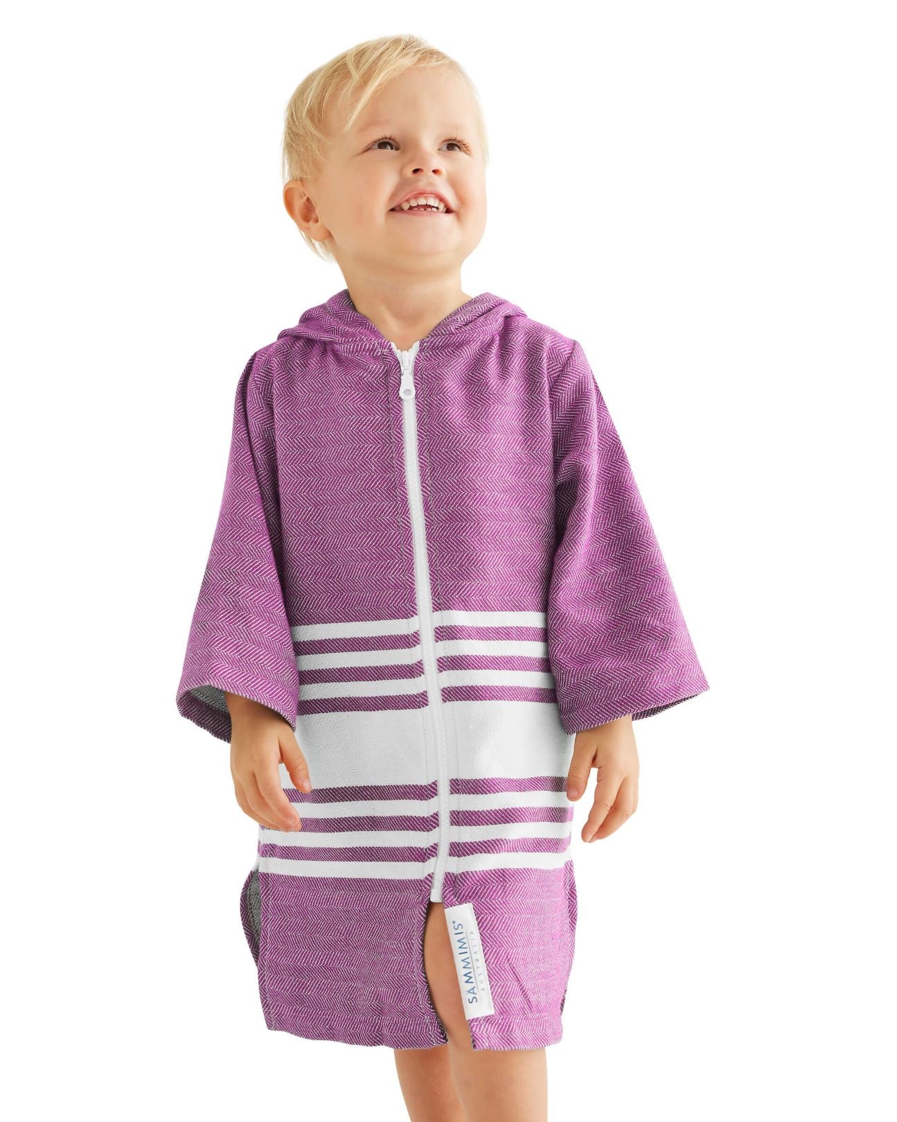TASSOS Baby Hooded Towel: Purple/White