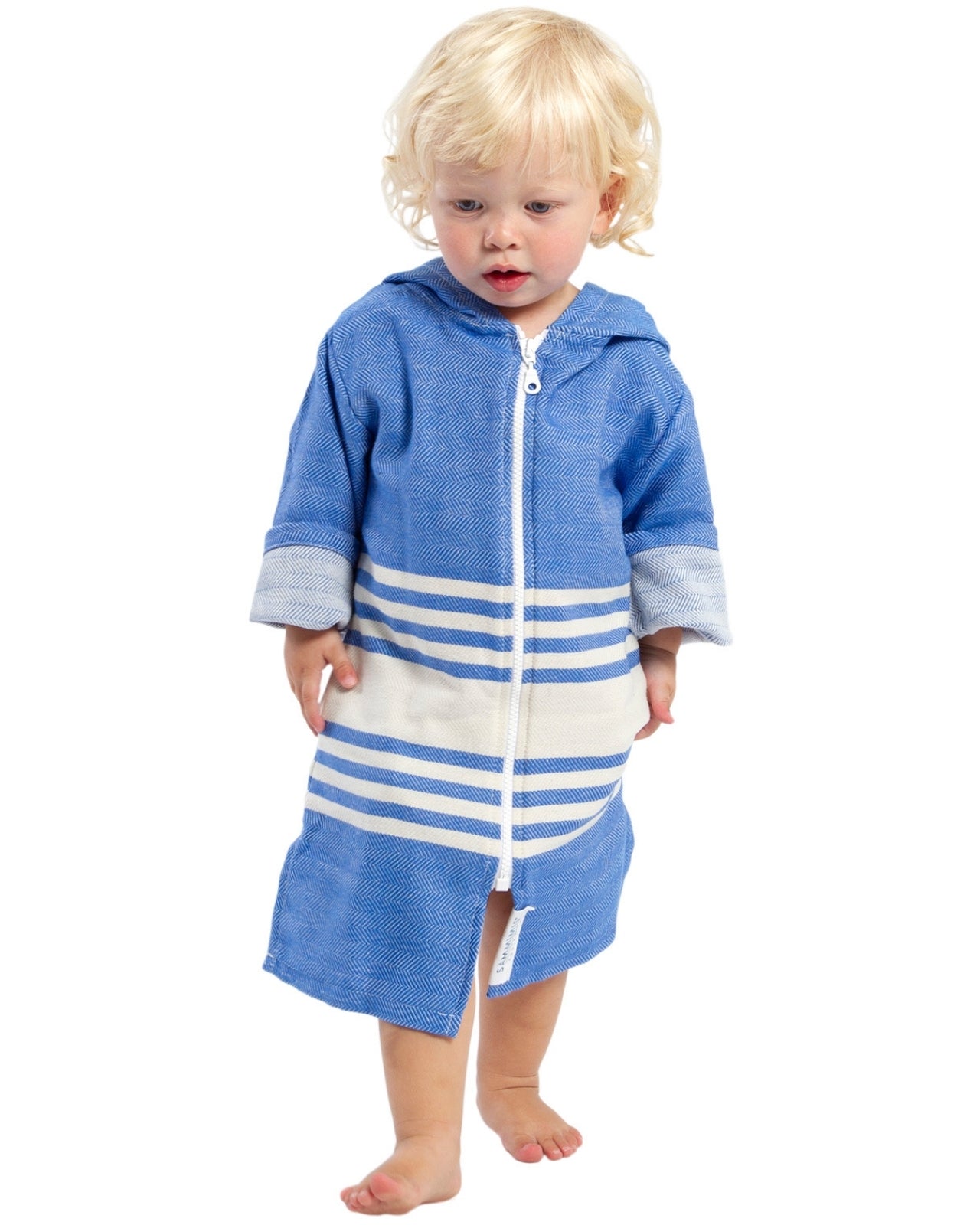TASSOS Baby Hooded Towel: Royal Blue/White